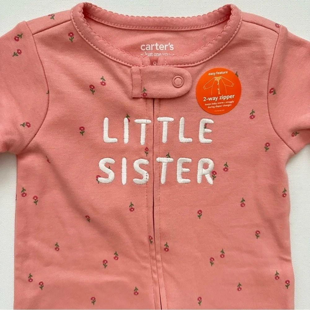 Carter's Pink 'Little Sister' Floral Footie